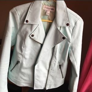 BABY BLUE FAUX LEATHER JACKET